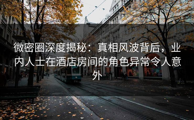 微密圈深度揭秘：真相风波背后，业内人士在酒店房间的角色异常令人意外