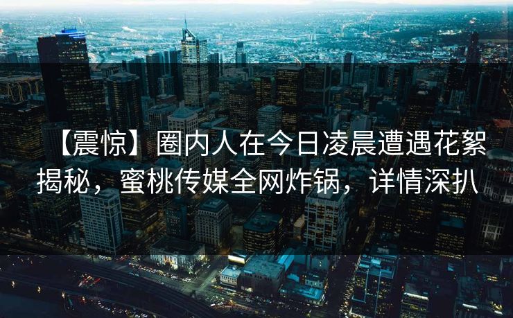 【震惊】圈内人在今日凌晨遭遇花絮揭秘，蜜桃传媒全网炸锅，详情深扒