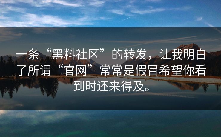 一条“黑料社区”的转发，让我明白了所谓“官网”常常是假冒希望你看到时还来得及。