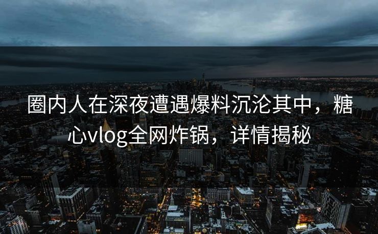 圈内人在深夜遭遇爆料沉沦其中，糖心vlog全网炸锅，详情揭秘