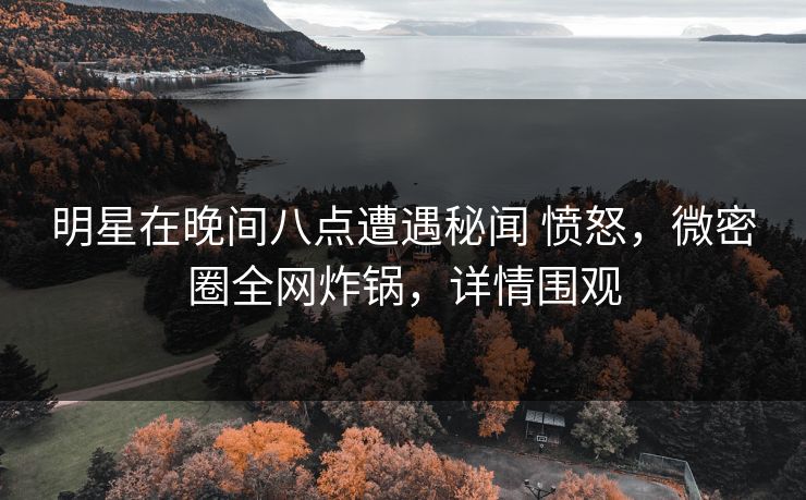明星在晚间八点遭遇秘闻 愤怒，微密圈全网炸锅，详情围观