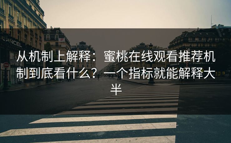 从机制上解释：蜜桃在线观看推荐机制到底看什么？一个指标就能解释大半